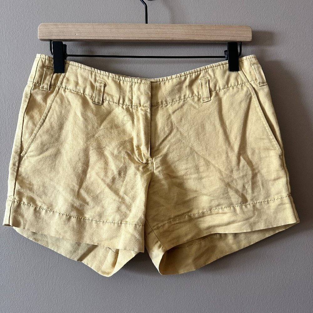 Women's 2 J. Crew Yellow City Fit Shorts Yellow Zipper Fly Boho - Picture 2 of 5